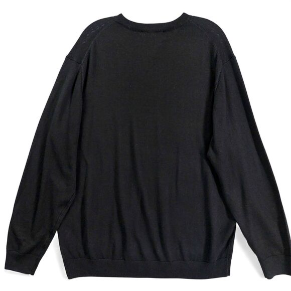 Turnbury Extra Fine Merino Wool Sweater Men’s XL Black V-Neck Classic Knit - Picture 2 of 9